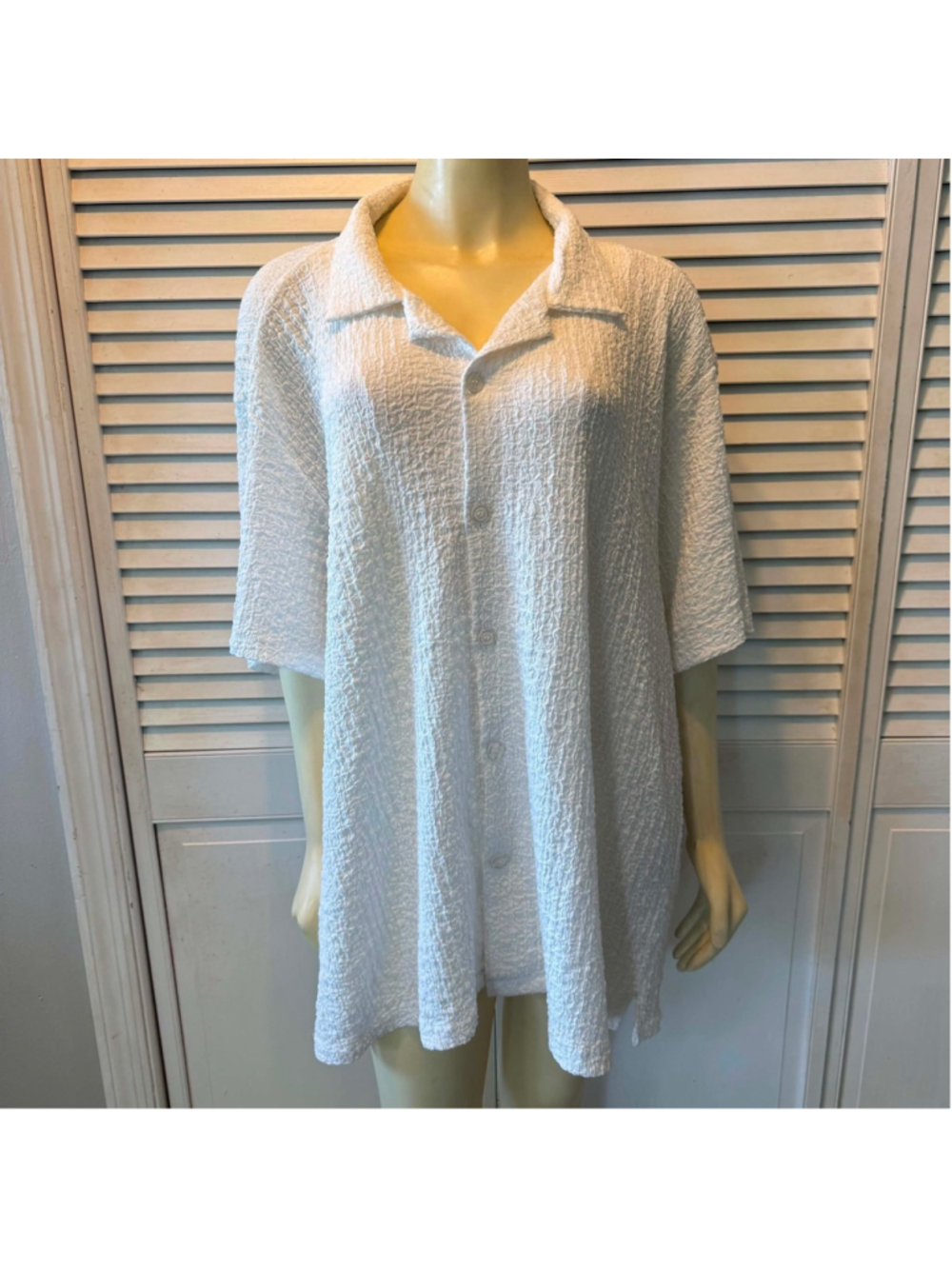 Men's ABOVEMAN White Textured Casual Button Down Shirt 5XL